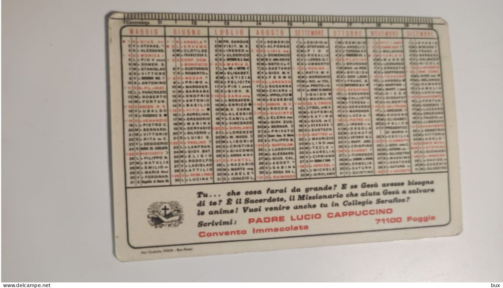 1969 Padre Pio Di Pietralcina Foggia Calendarietto Tascabile Calendario Religioso - Formato Piccolo : 1961-70