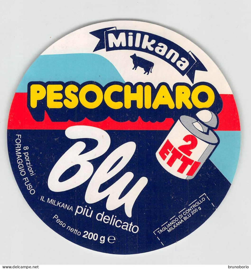 00117 "MILKANA - PESOCHIARO BLU 2 ETTI - FORMAGGIO  FUSO - NR 8 PORZIONI"  ETICH. ORIG ANIMATO - Käse