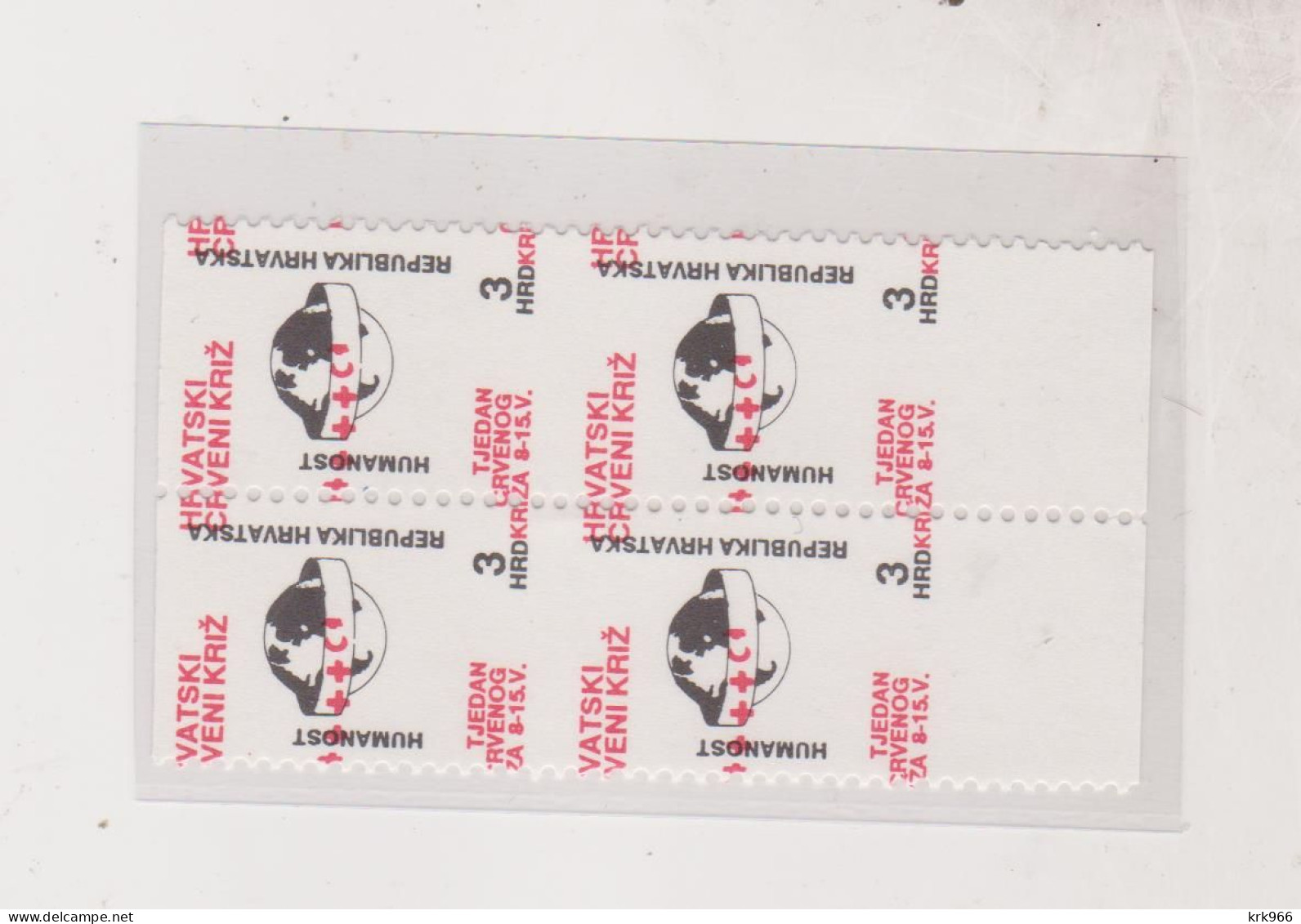 CROATIA.red Cross Charity Stamp,horizontal Imperforated Bloc Of 4,MNH - Croatia