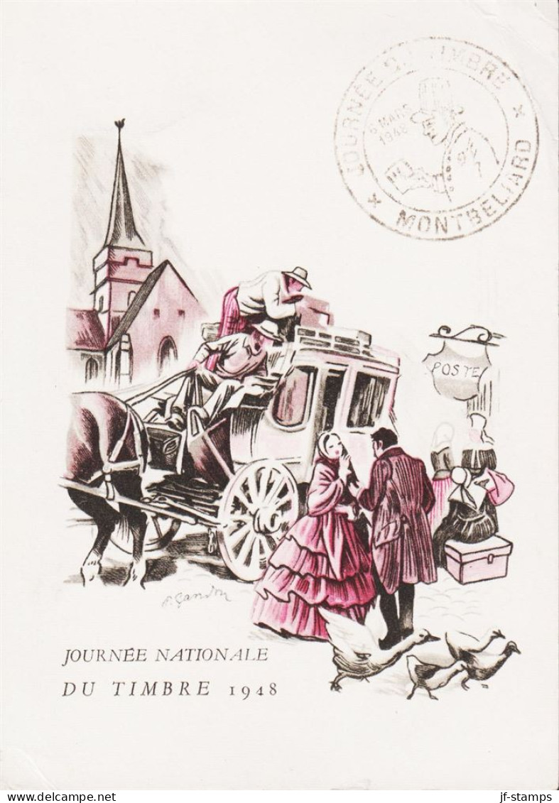 1948. REP. FRANCAISE. 6+4 F JOURNEE DU TIMBRE On Fine Motive FDC Card Cancelled JOURNEE DU TI... (Michel 812) - JF545767 - Lettres & Documents