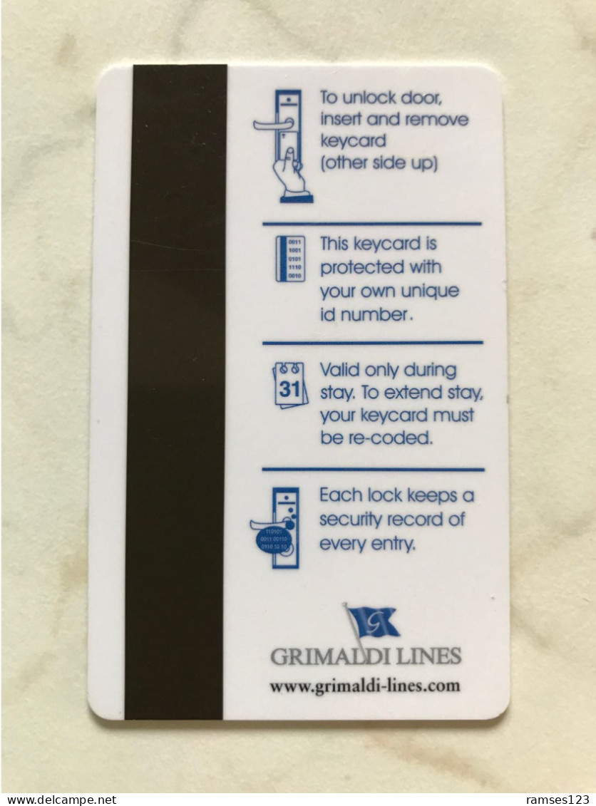 CLE   CABINE   GRIMALDI LINES FERRIES - Hotelzugangskarten