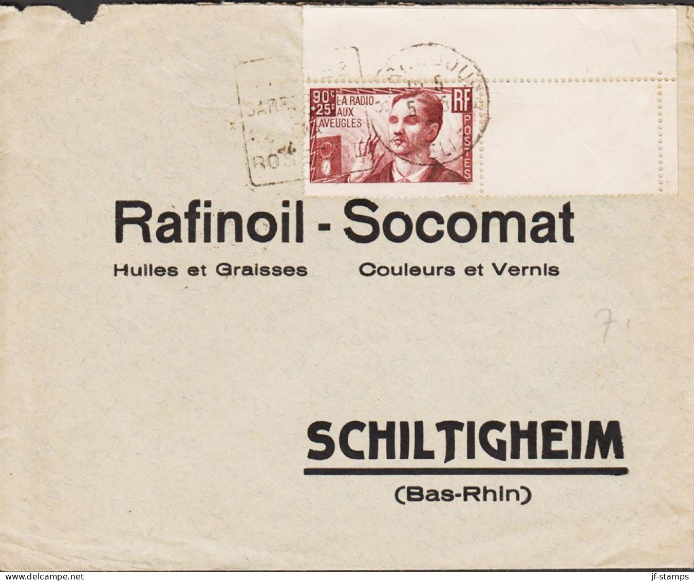 1939. REP. FRANCAISE. RADIO For Blind Persons 90 C + 25 C With Full Margin On Cover To SCHILT... (Michel 436) - JF545779 - Ungebraucht