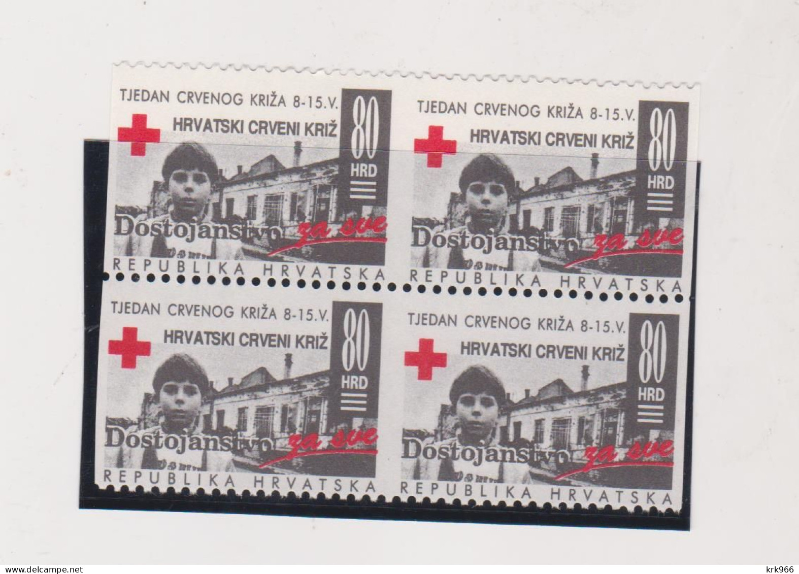 CROATIA.red Cross Charity Stamp,vertical Imperforated Bloc Of 4,MNH - Croazia