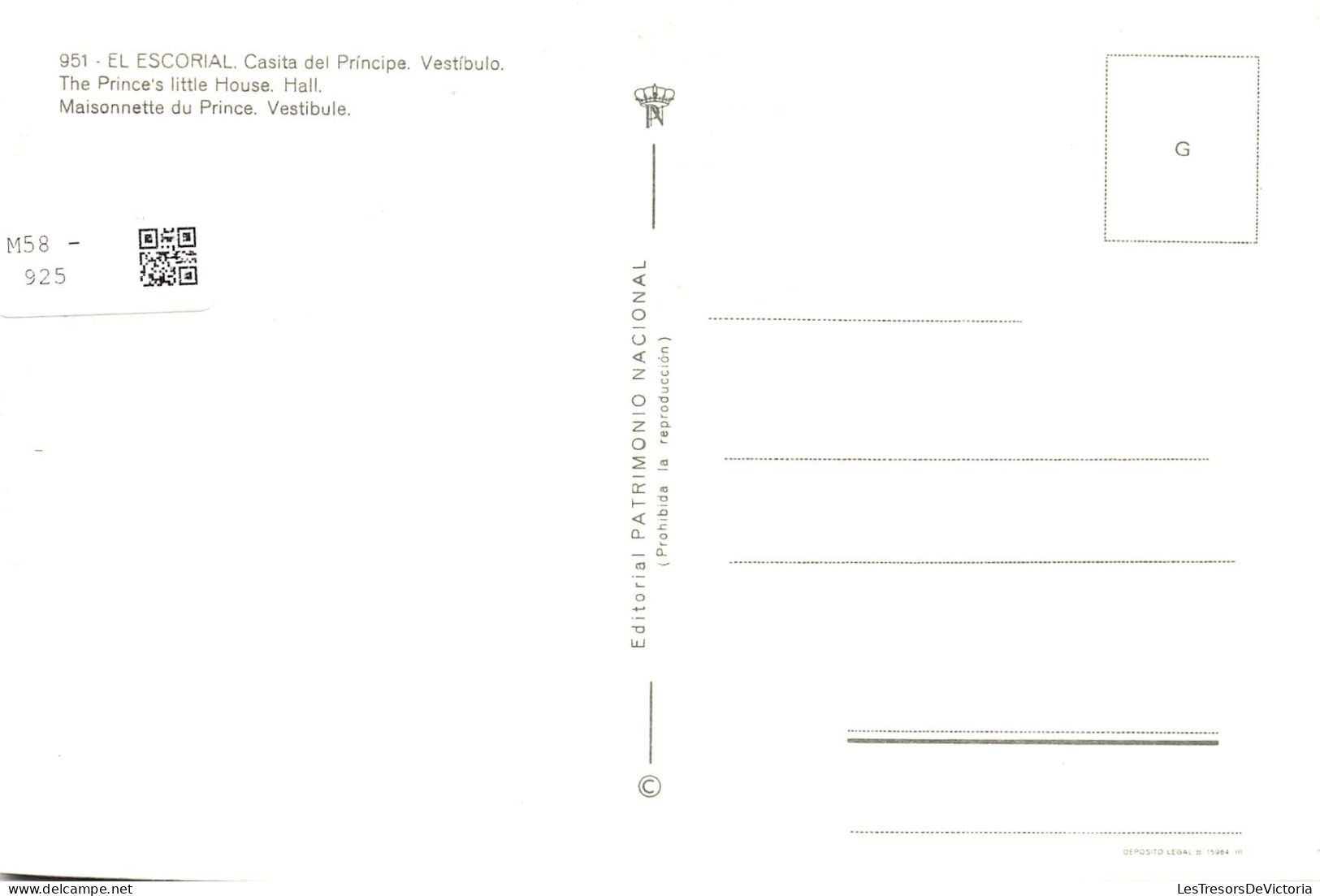 ESPAGNE - El Escorial - Maisonnette Du Prince - Vestibule - Vue De L'intérieure - Carte Postale - Madrid