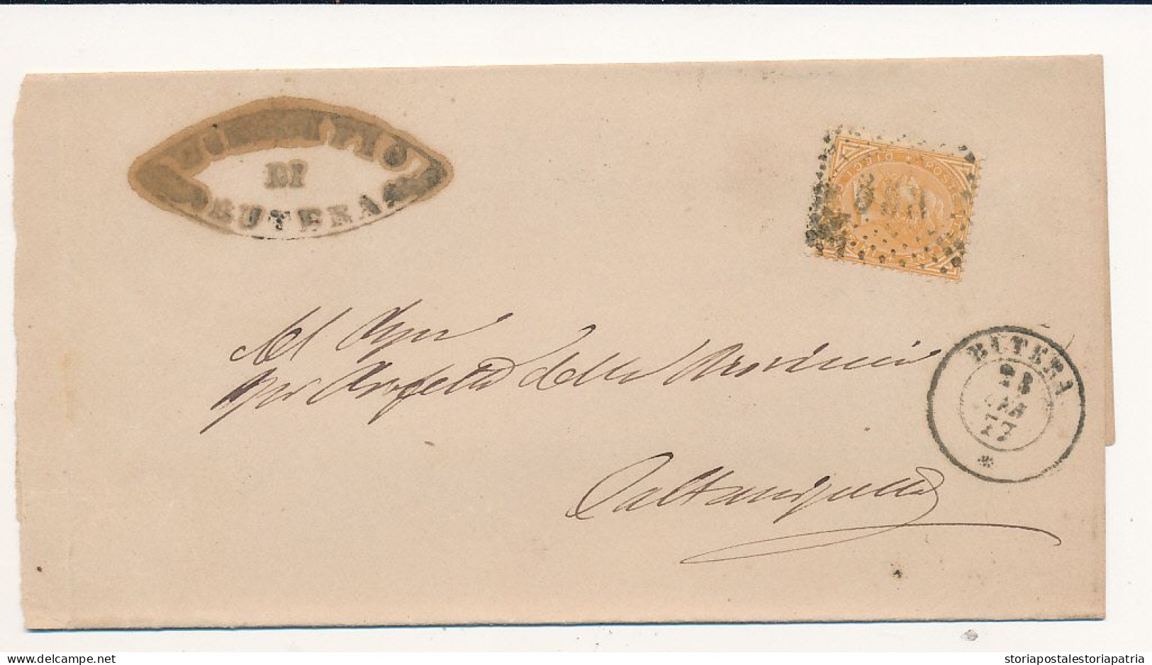 1877 BUTERA DOPPIO CERCHIO + NUMERALE A PUNTI - Storia Postale