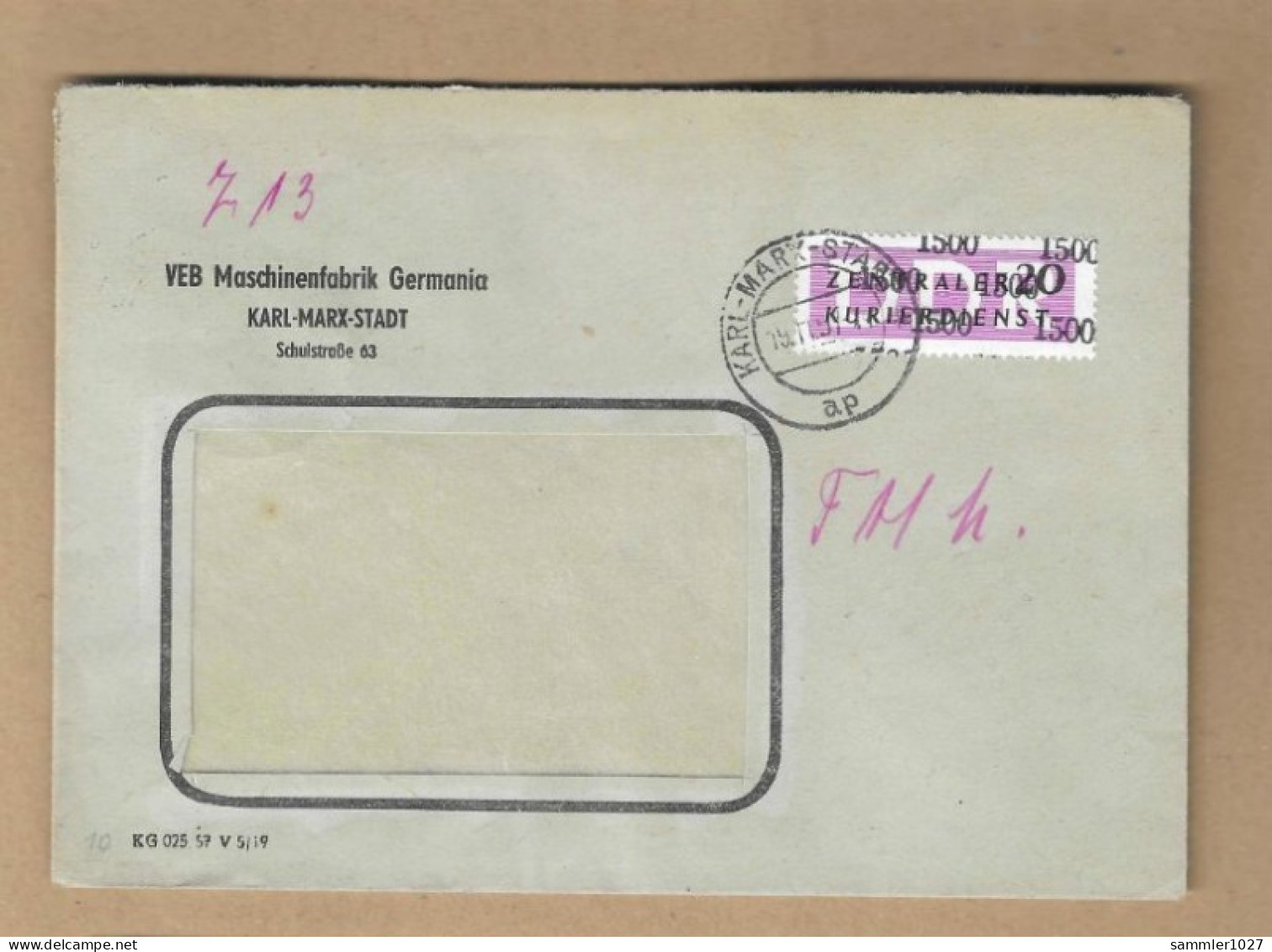 Los Vom 07.05 -  Dienst-Briefumschlag Aus Karl-Marx-Stadt Nach Merseburg 1957 - Briefe U. Dokumente