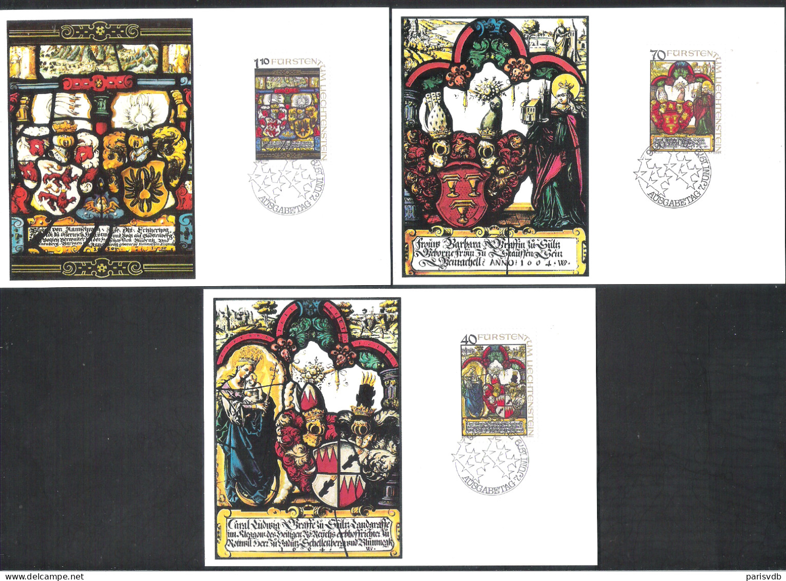 3 X MAXI CARD/CARTE MAXIMUM LIECHTENSTEIN  - WAPPENSCHEIBEN - 1979  (1039) - Unused Stamps