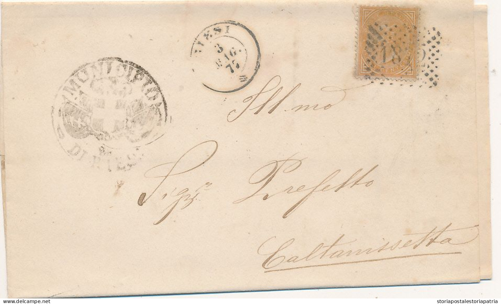 1875 RIESI DOPPIO CERCHIO + NUMERALE A PUNTI - Marcofilie