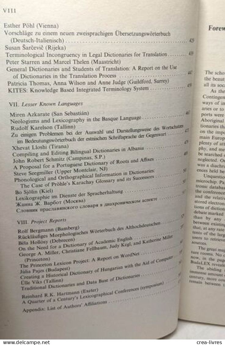 BudaLEX '88 Proceedings - Papers From The 3rd International EURALEX Congress Budapest 4-9 September 1988 - Wissenschaft