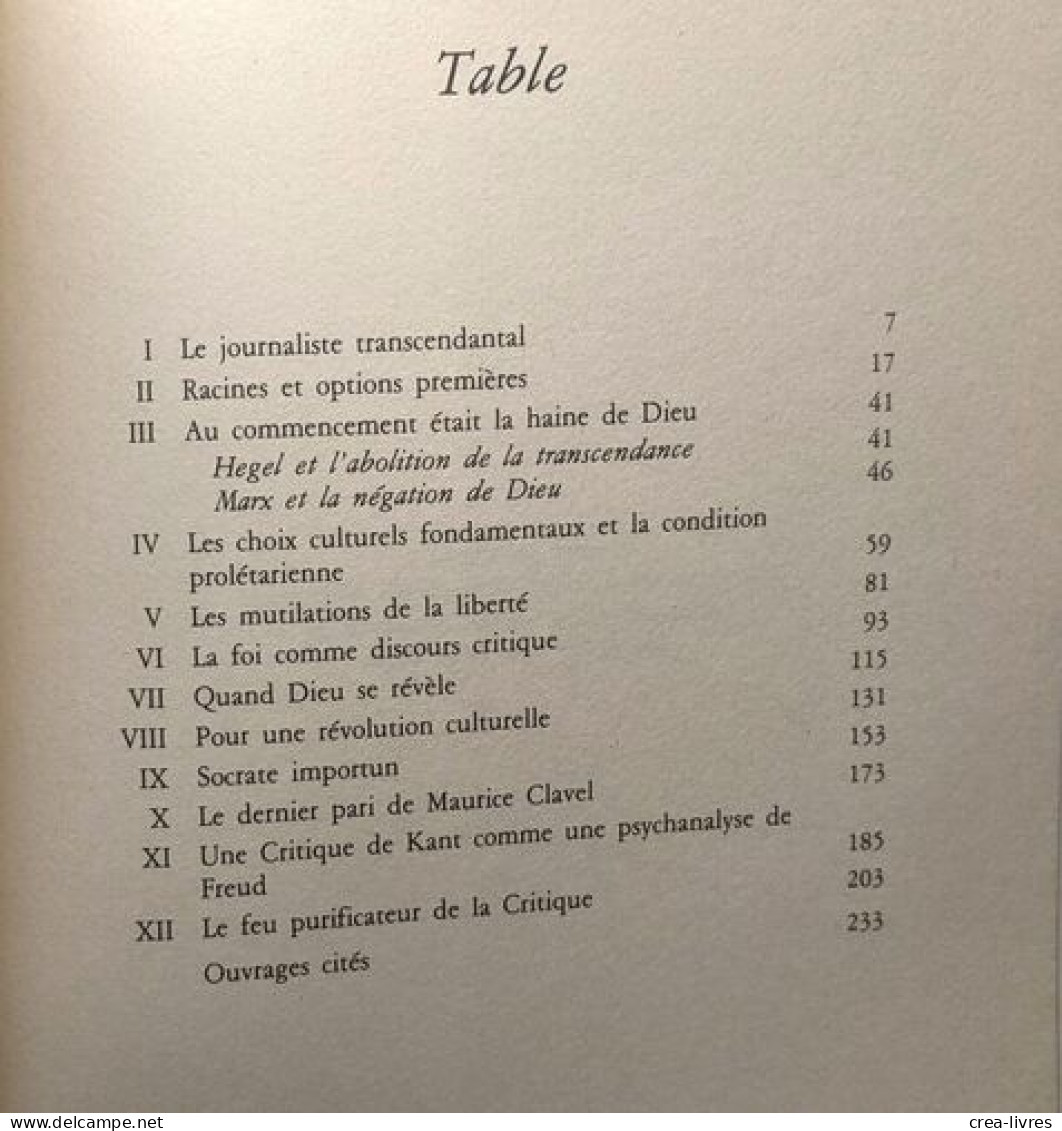 Maurice Clavel. Du Glaive à La Foi - Psychologie/Philosophie