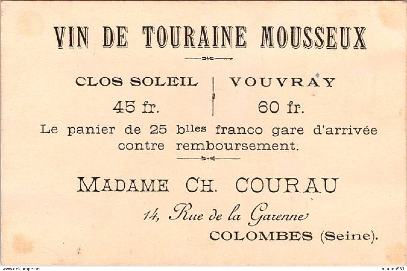 CARTE DE VISITE ET PUBLICIAIRE ANCIENNE - O.R. WINGAAD - CLOS SOLEIL - Werbung