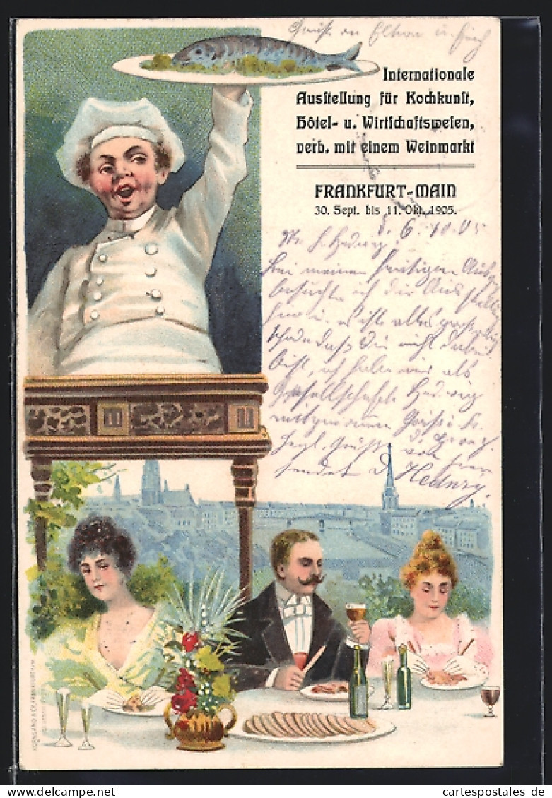 Lithographie Frankfurt /Main, Internationale Ausstellung Für Kochkunst, Hotel- U. Wirtschaftsspeisen 1905  - Ausstellungen