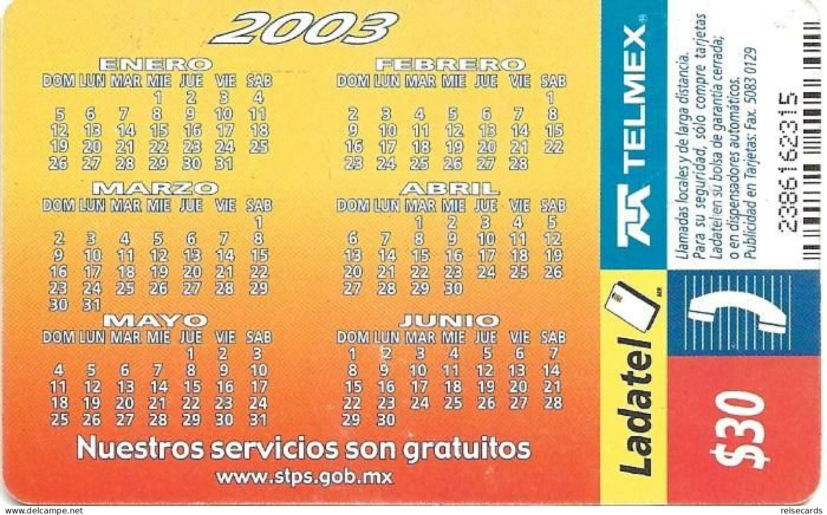 Mexico: Telmex/lLadatel - 2002 Chambatel. Calendar - Mexique