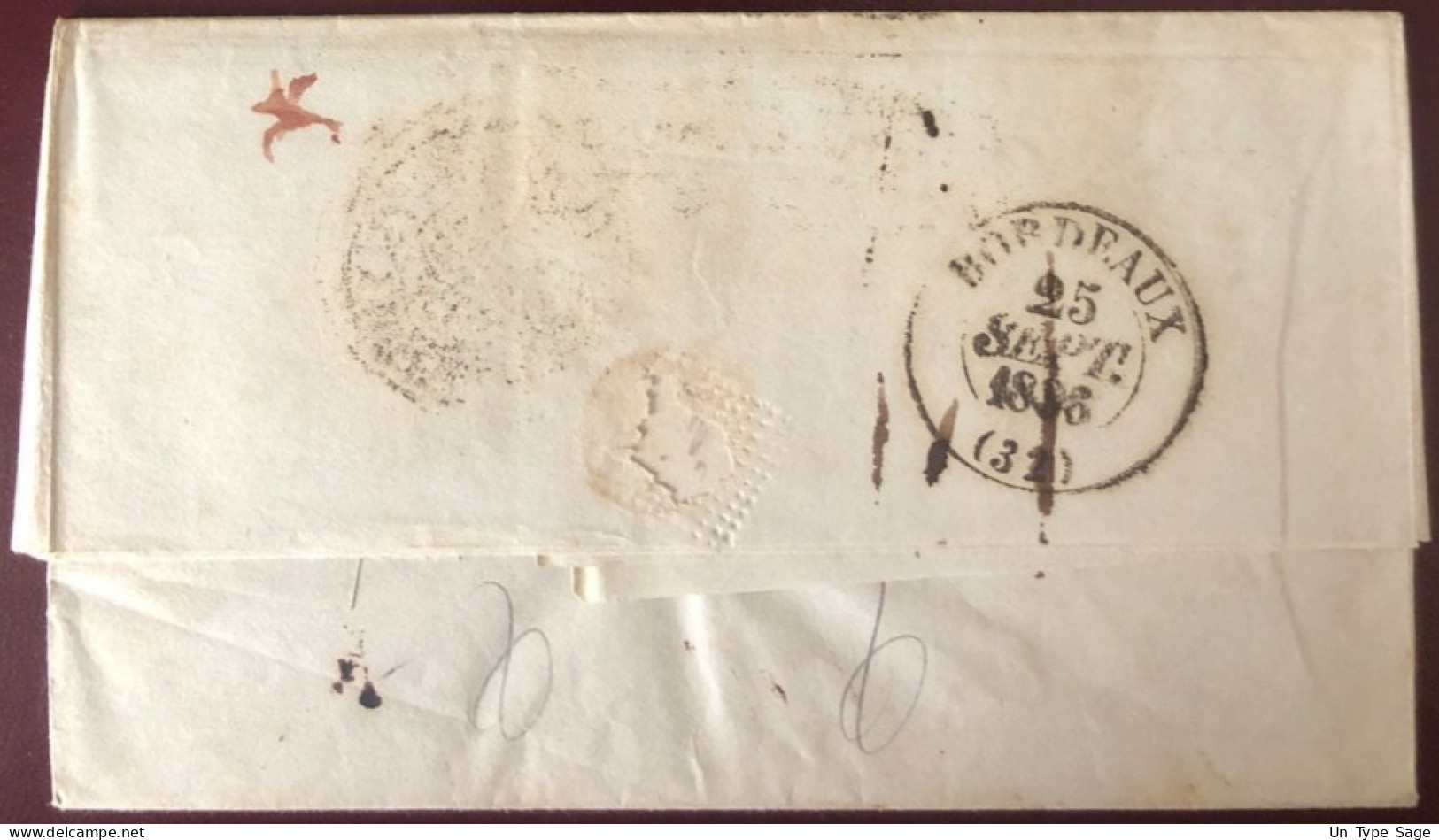 Etats-Unis, Lettre De La Nouvelle Orléans 6.8.1836, PAID (bleu) + PAYS D'OUTREMER PAR LE HAVRE, Pour La France - (C161) - Poststempel