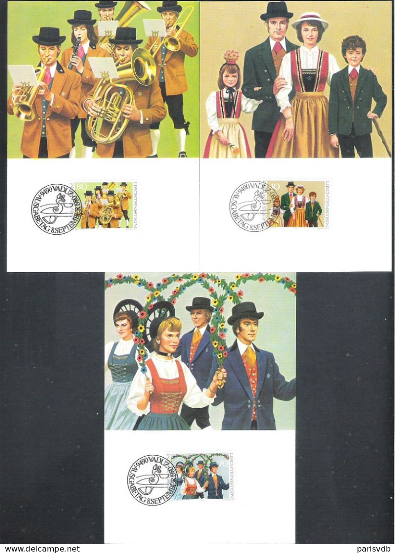 3 X MAXI CARD/CARTE MAXIMUM LIECHTENSTEIN NR  15  - TRACHTEN  II  -  1980   (1052) - Unused Stamps