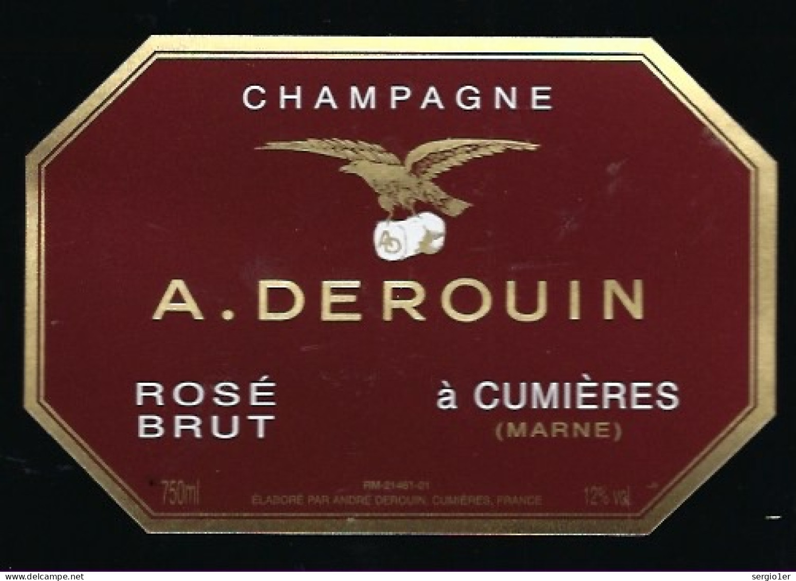 Etiquette Champagne  Brut Rosé A Derouin  Cumieres  Marne 51 - Champan