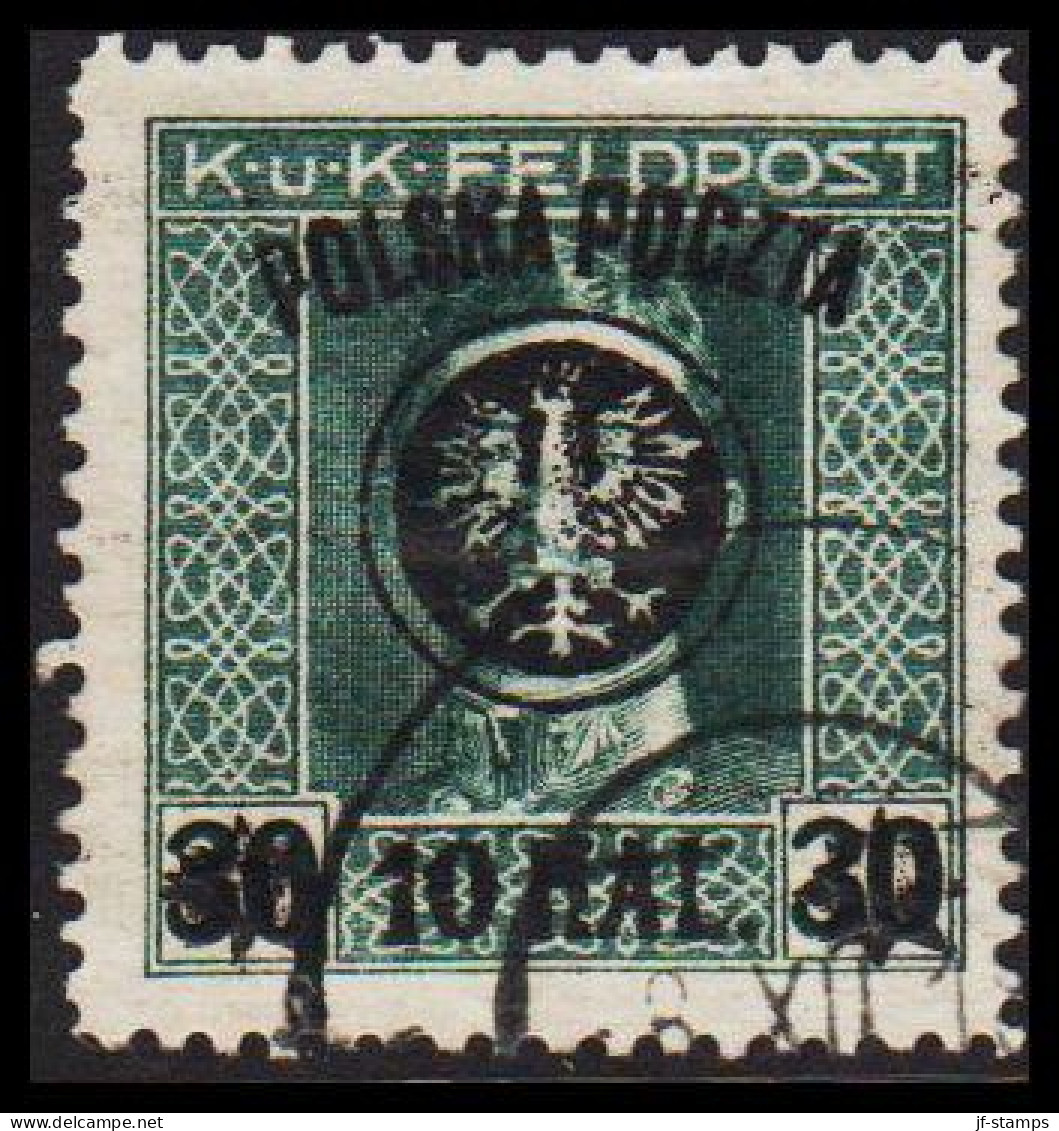 1918. POLSKA. POLSKA POCZTA / K UND K FELDPOST 10 HAL ** / 30 H. Hinged. (Michel 22a) - JF545886 - Oblitérés