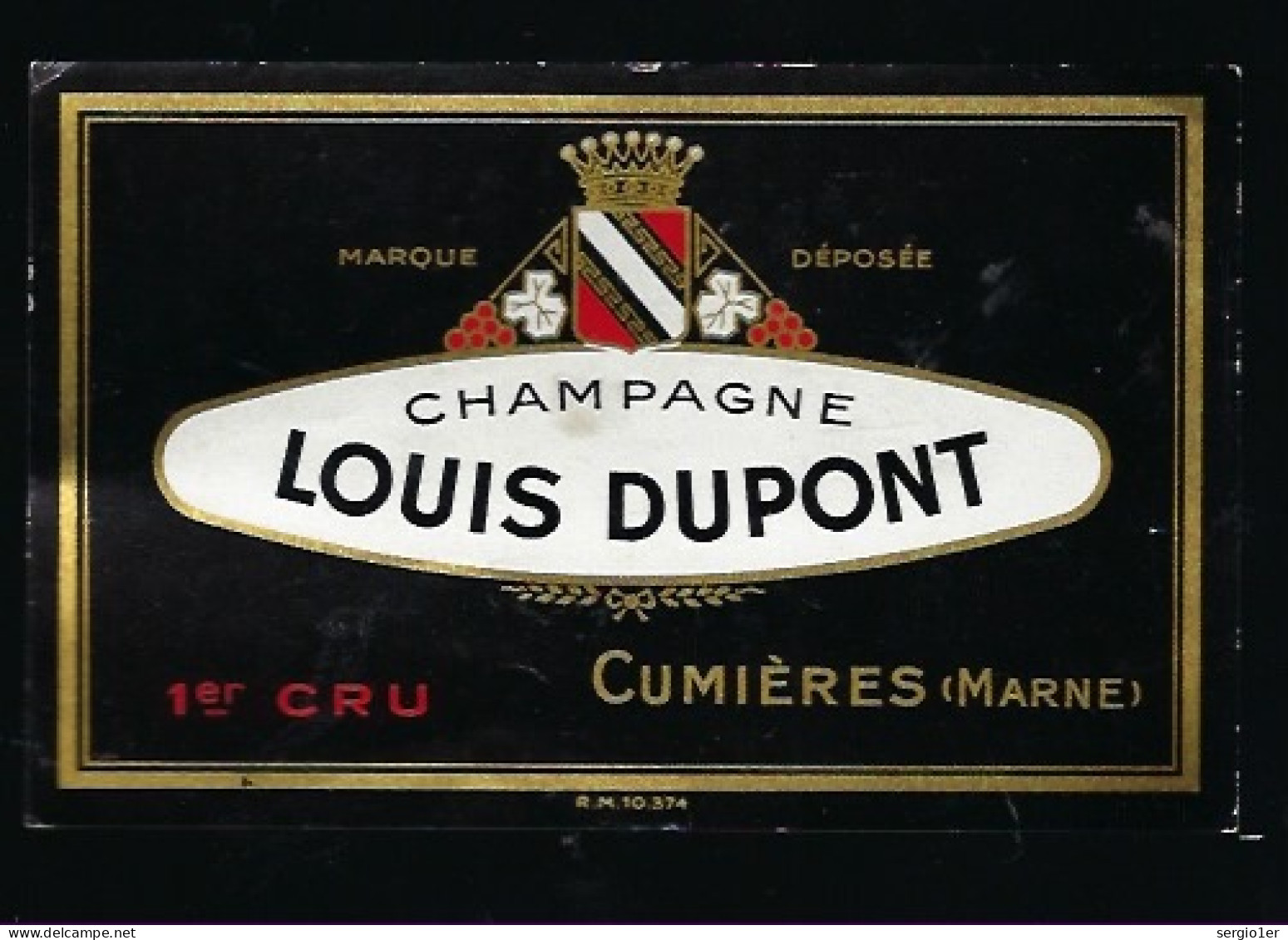 Etiquette Champagne 1er Cru Louis Dupont  Cumieres  Marne 51 - Champagne