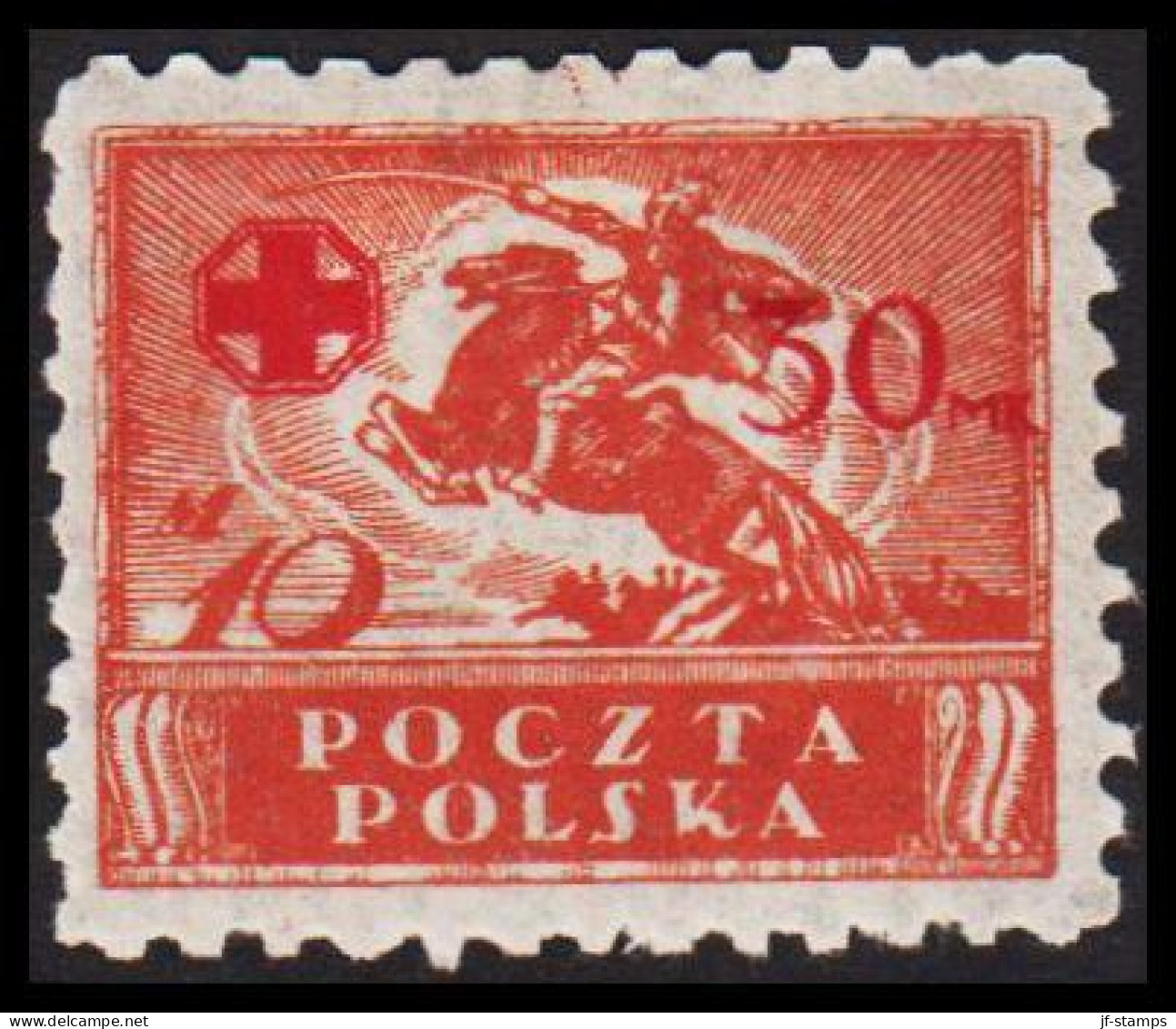 1921. POLSKA. Red Cross 1 M + 30 M In Hinged. Thin.  (Michel 156) - JF545890 - Ongebruikt