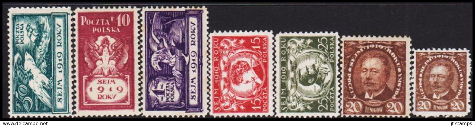1919. POLSKA. Parliament Sejm In Complete Set Hinged.  (Michel 123-129) - JF545891 - Unused Stamps