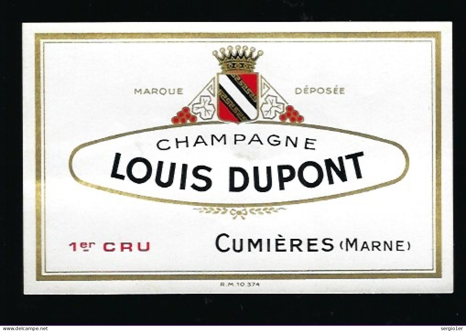 Etiquette Champagne 1er Cru Louis Dupont  Cumieres  Marne 51  étiquette Blanche Brillante - Champan