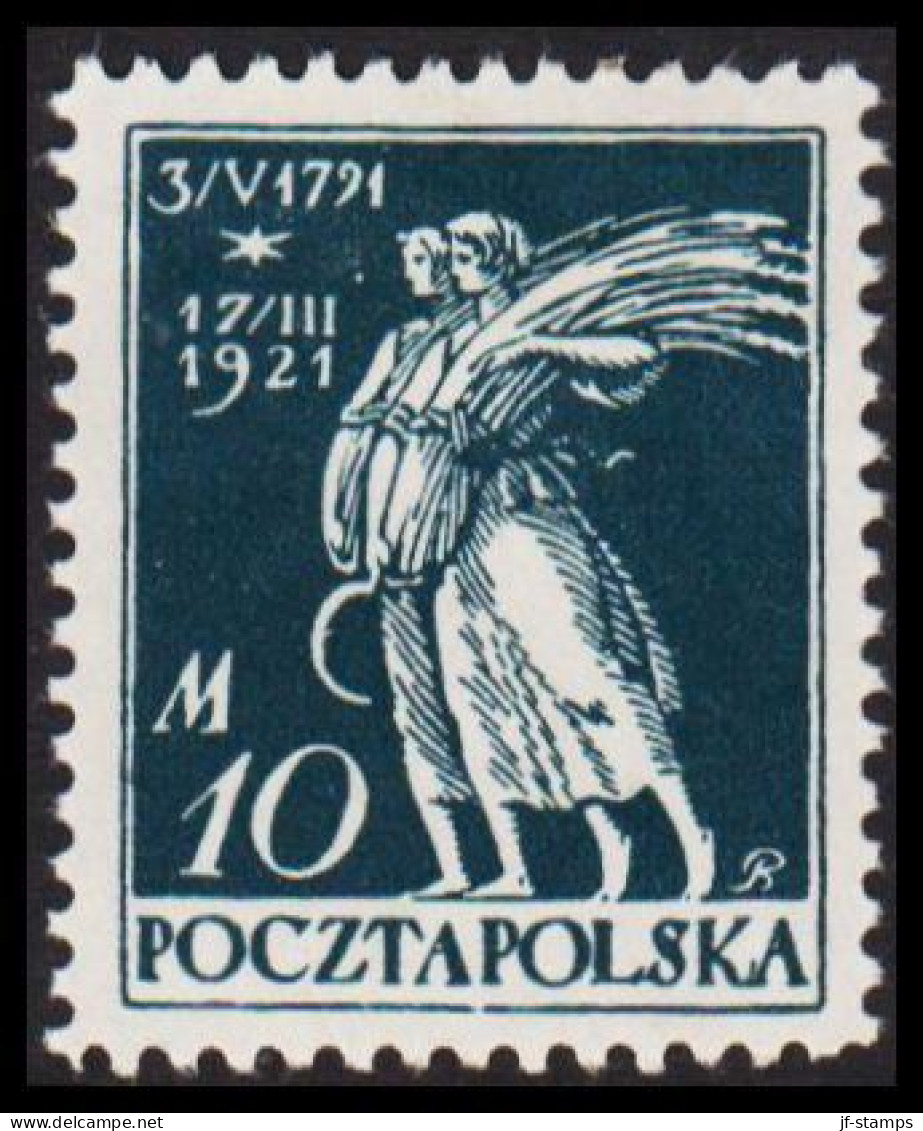 1921. POLSKA.  March Constitution 10 M Hinged.  (Michel 168) - JF545896 - Unused Stamps