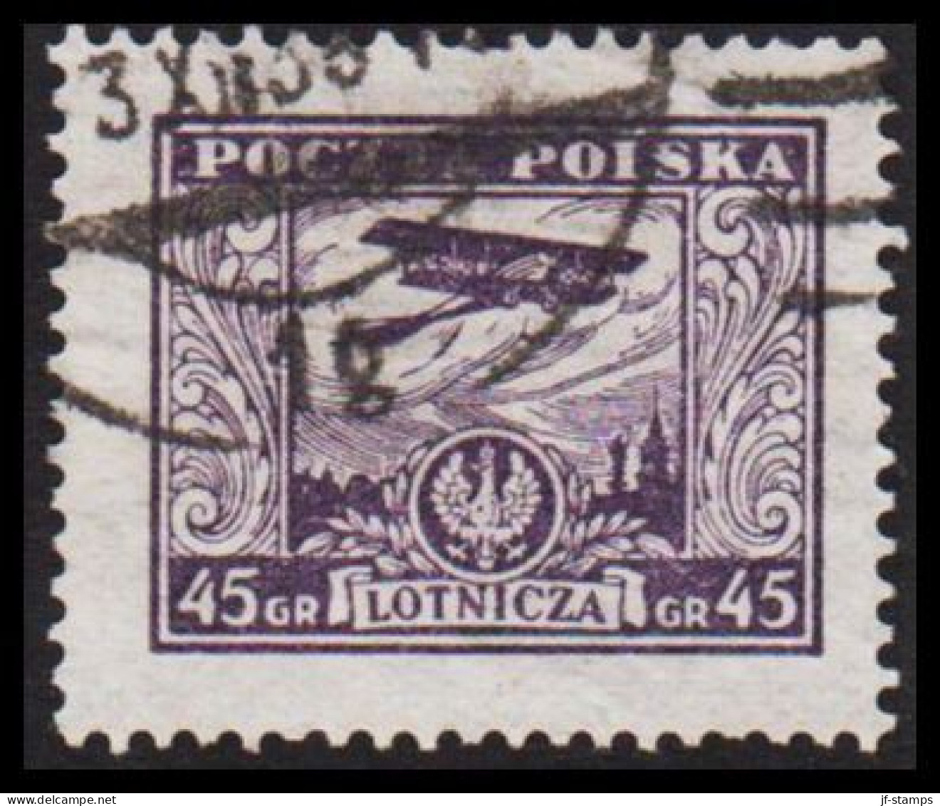 1925. POLSKA.  AIR MAIL LOTNICZA Plane LVG System Schneider 45 GR.   (Michel 232) - JF545902 - Used Stamps