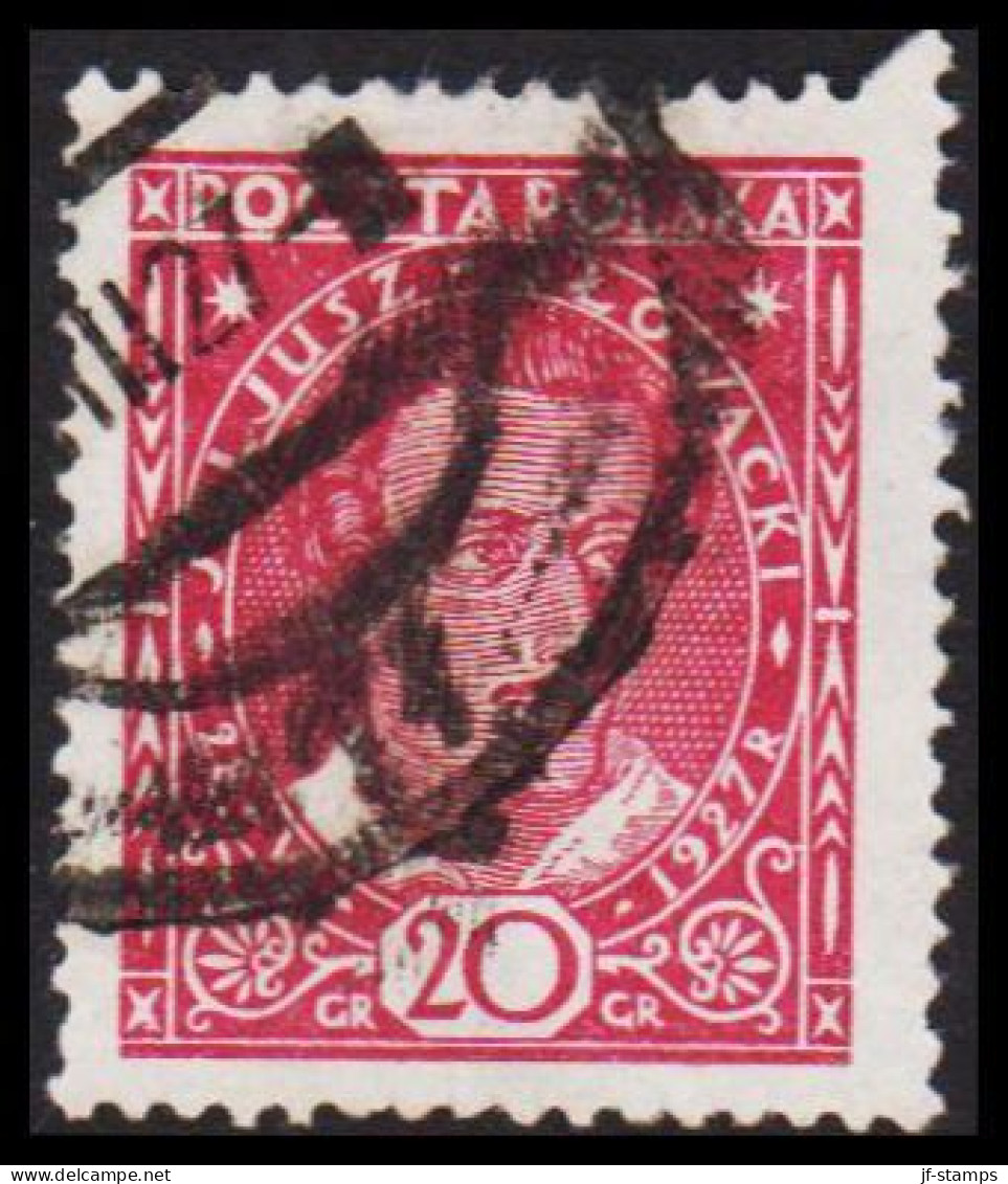 1927. POLSKA.  Juliusz Słowacki 20 GR. With Double Perf At Upper Right. (Michel 252) - JF545908 - Used Stamps