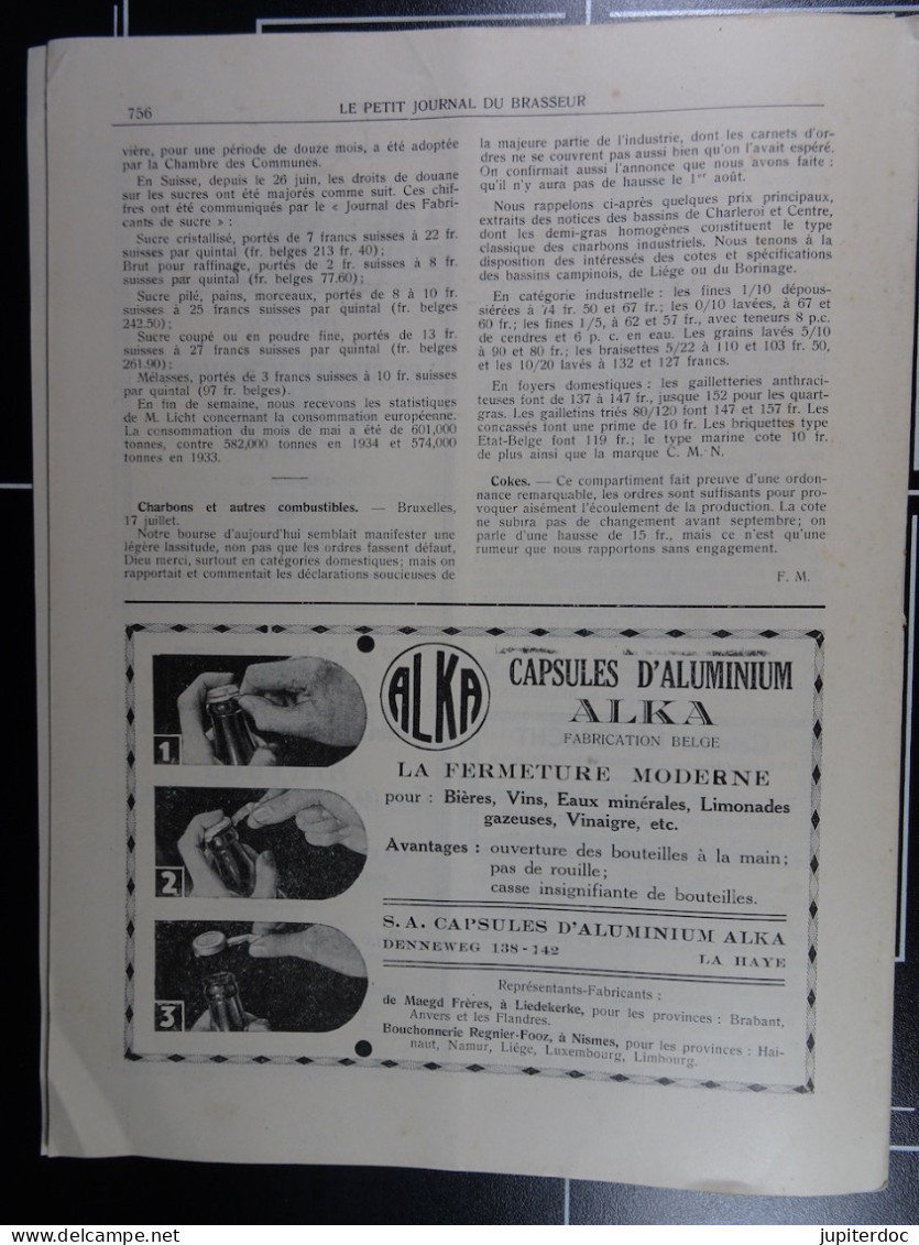 Le Petit Journal Du Brasseur N° 1834 De 1935 Pages 726 à 756 Brasserie Belgique Bières Publicité Matériel Brassage - 1900 - 1949