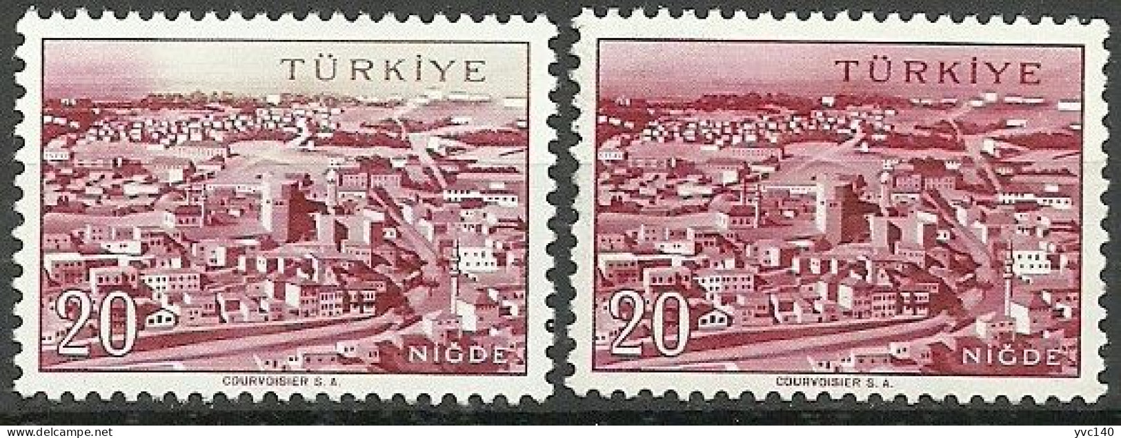 Turkey; 1958 Cities "Nigde", Color Tone ERROR MNH** - Nuevos