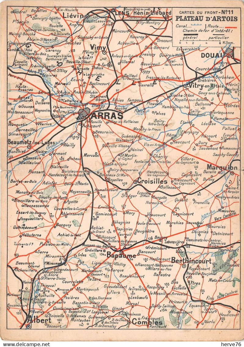 Militaria -guerre 1914 - Correspondance Des Armées - Franchise Militaire - Les Cartes Du Front - N° 11 Plateau D'Artois - Guerre 1914-18