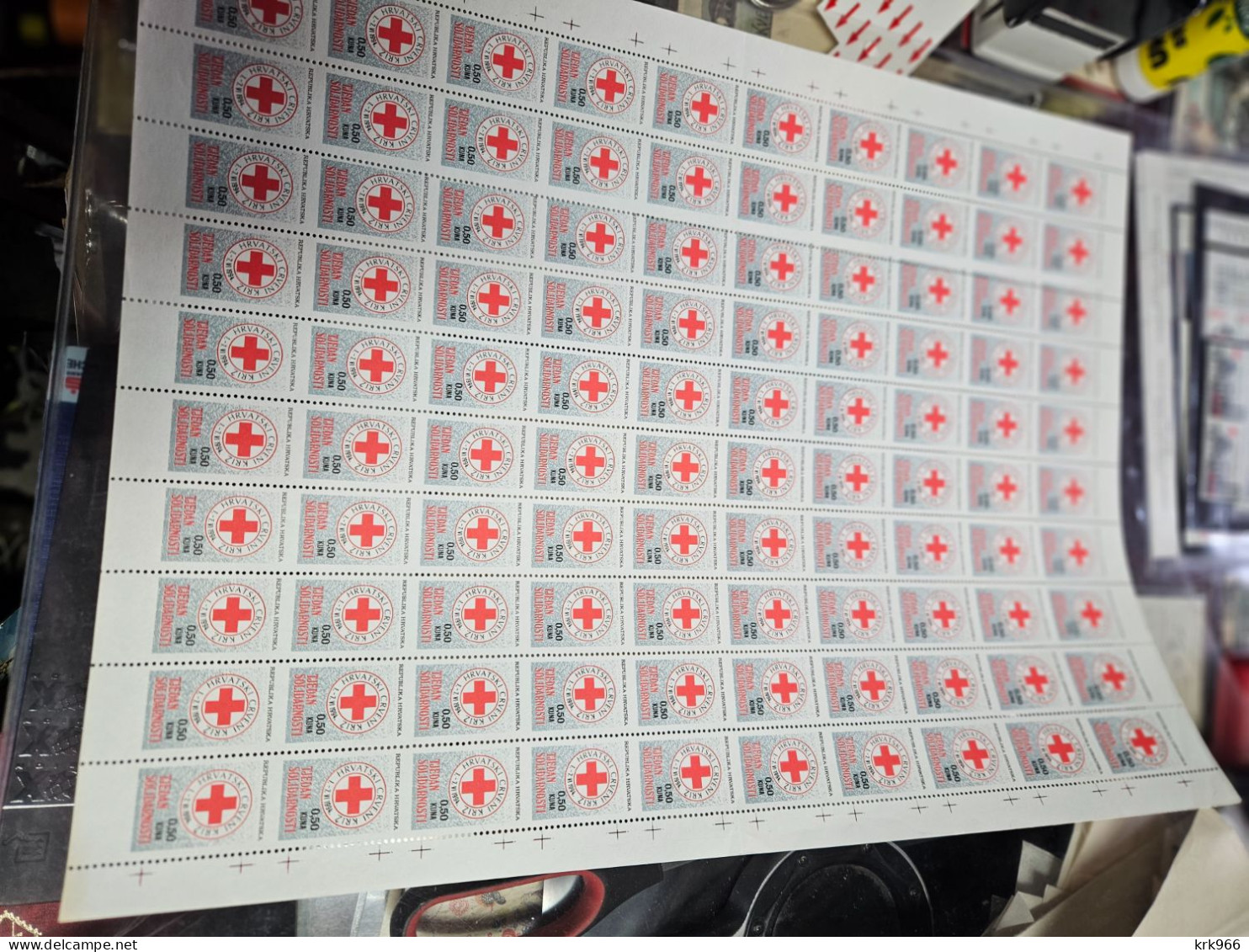 CROATIA.red Cross Charity Stamp, Horizontal Imperforated Proof Sheet Of 100 ,MNH - Croatia