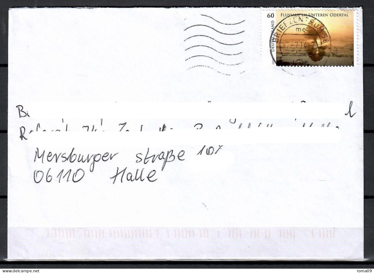 MiNr. 3059; Wildes Deutschland: Flussaue Im Unteren Odertal, Auf Portoger. Brief Von BZ 58 Nach Halle; B-1188 - Briefe U. Dokumente
