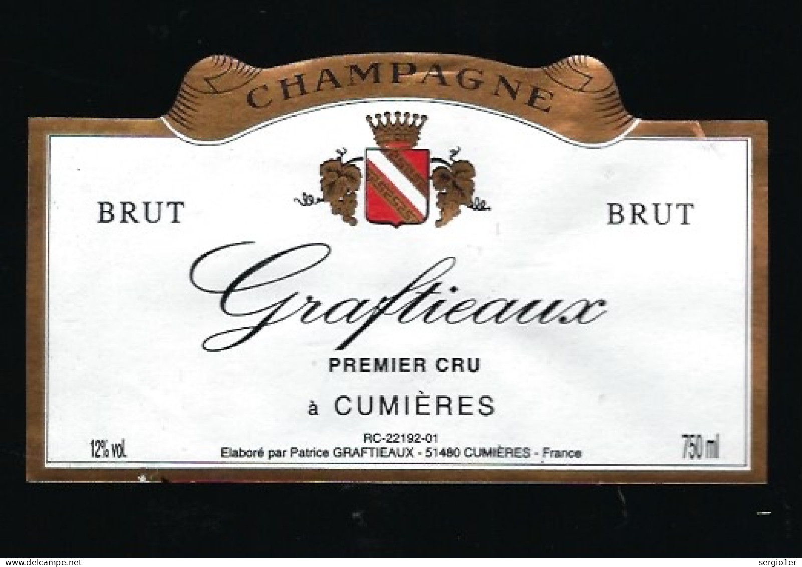 Etiquette Champagne 1er Cru  Brut Graftieaux  Cumieres  Marne 51 - Champan