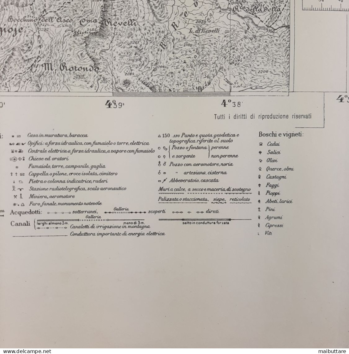 Carta Geografica, Cartina Mappa Militare Monte Mongioje F91 Della Carta D'Italia - Cartes Géographiques