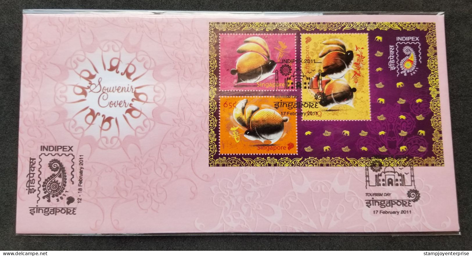 Singapore Year Of The Rabbit 2011 Lunar Chinese Zodiac (FDC) *India INDIPEX O/P - Singapore (1959-...)