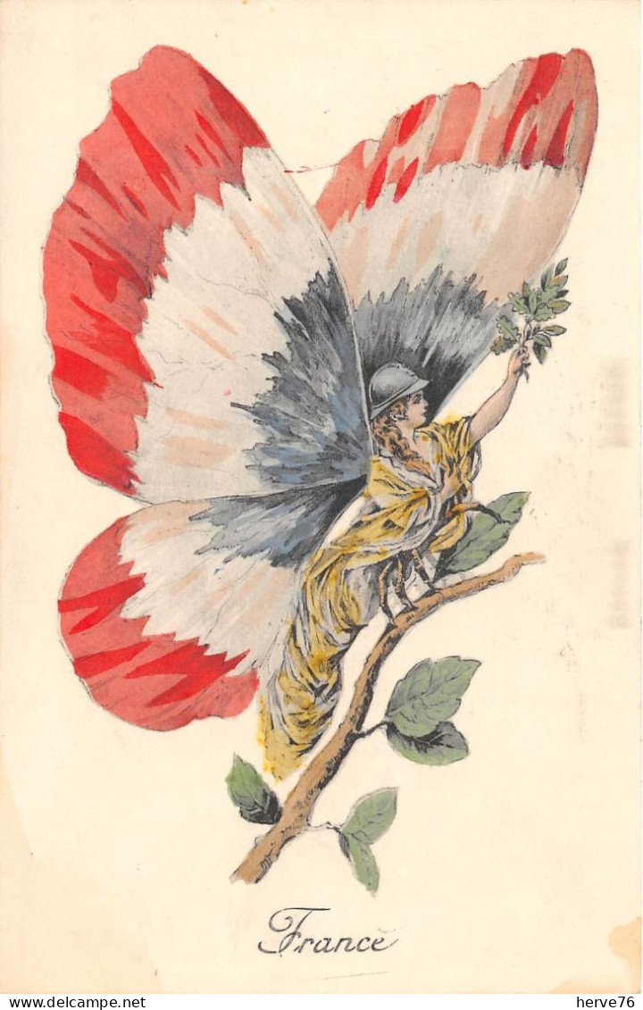 Militaria - Patriotique - Femme Papillon - Drapeau - Surréalisme - FRANCE - N° 10 - Patrióticos
