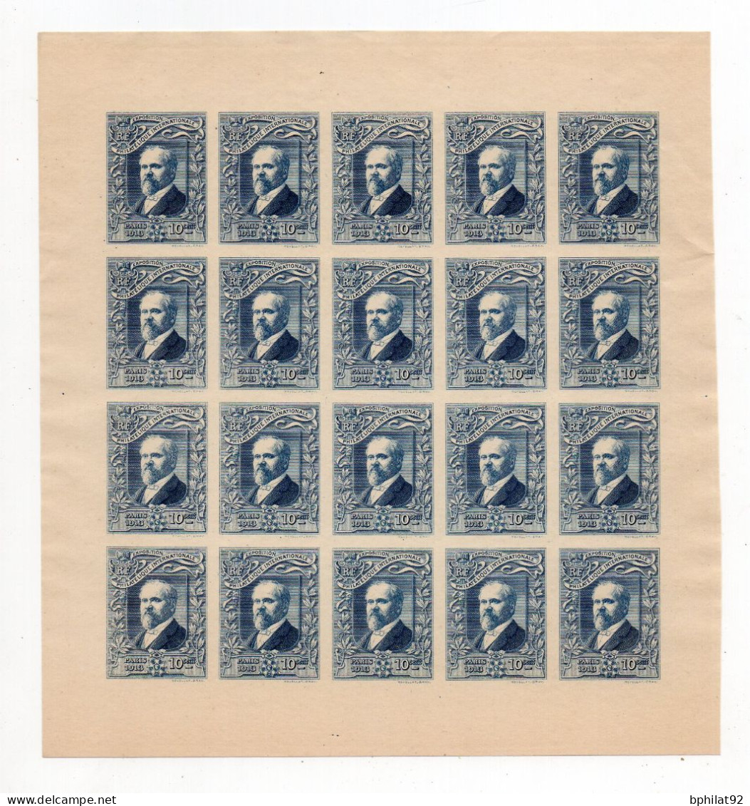 !!! EXPO PHILATELIQUE INTERNATIONALE DE 1913, FEUILLET DE VIGNETTES DU PRESIDENT POINCARE NEUF SANS GOMME - Briefmarkenmessen