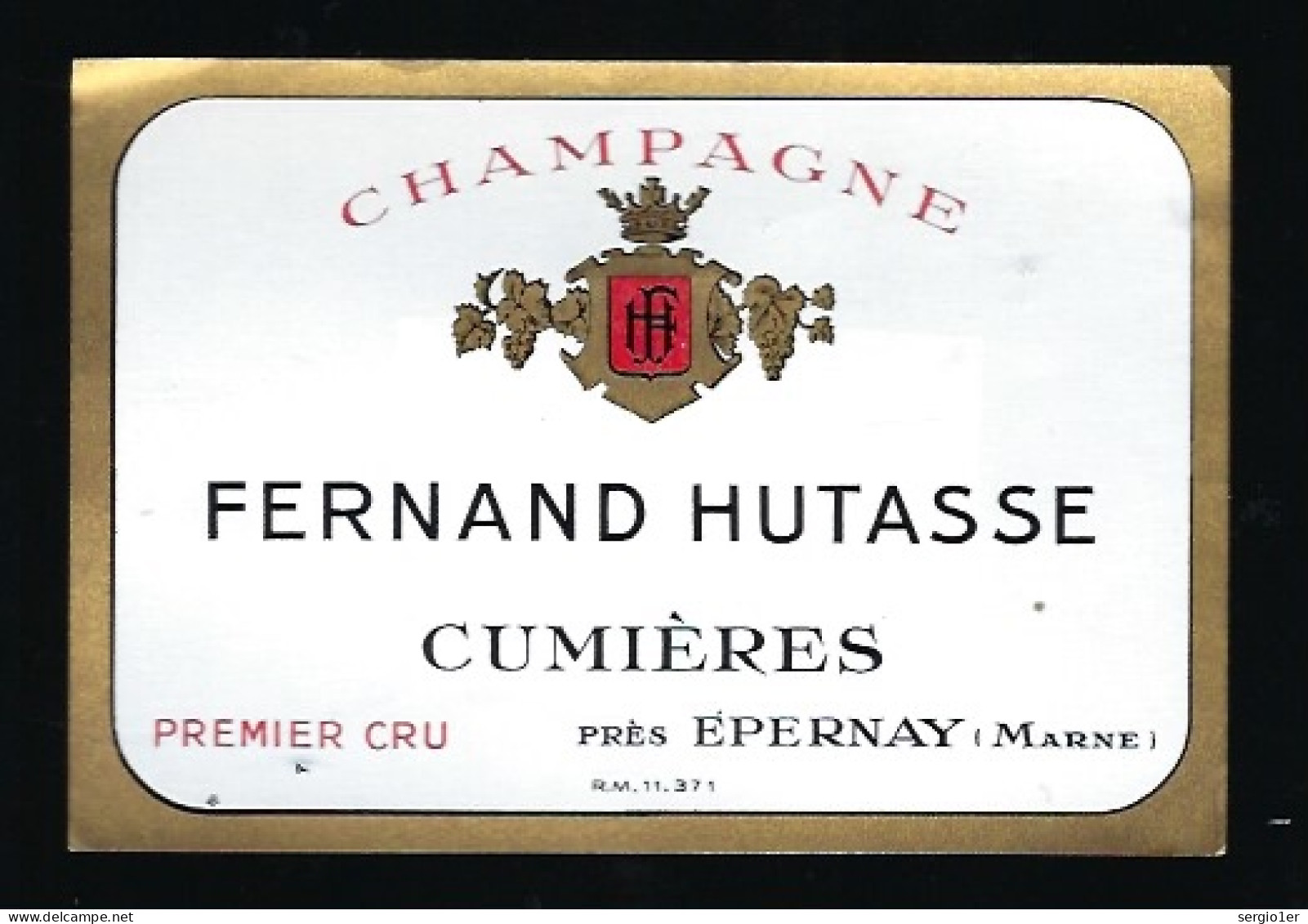 Etiquette Champagne  1er Cru Fernand Hutasse   Cumieres  Marne 51 - Champagne