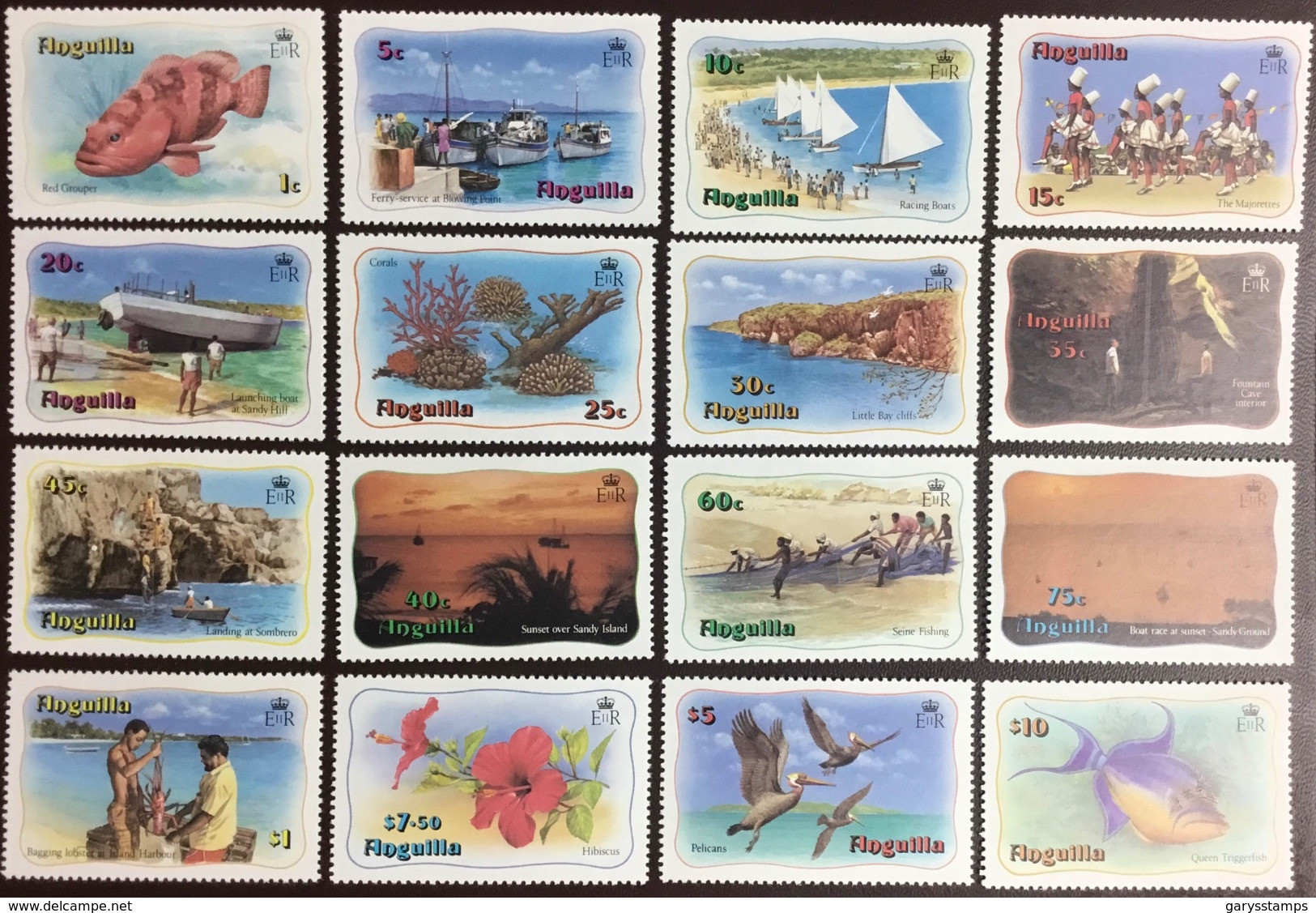 Anguilla 1982 Definitives Set Birds Fish Marine Life Flowers MNH - Anguilla (1968-...)