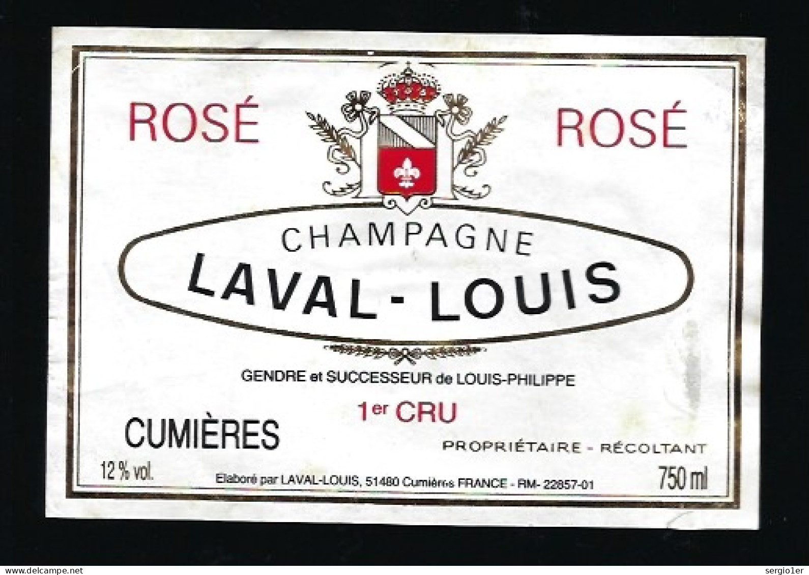 Etiquette Champagne  1er Cru Rosé Laval Louis  Gendre Et Successeur De Louis-Philippe  Cumieres  Marne 51 - Champagne