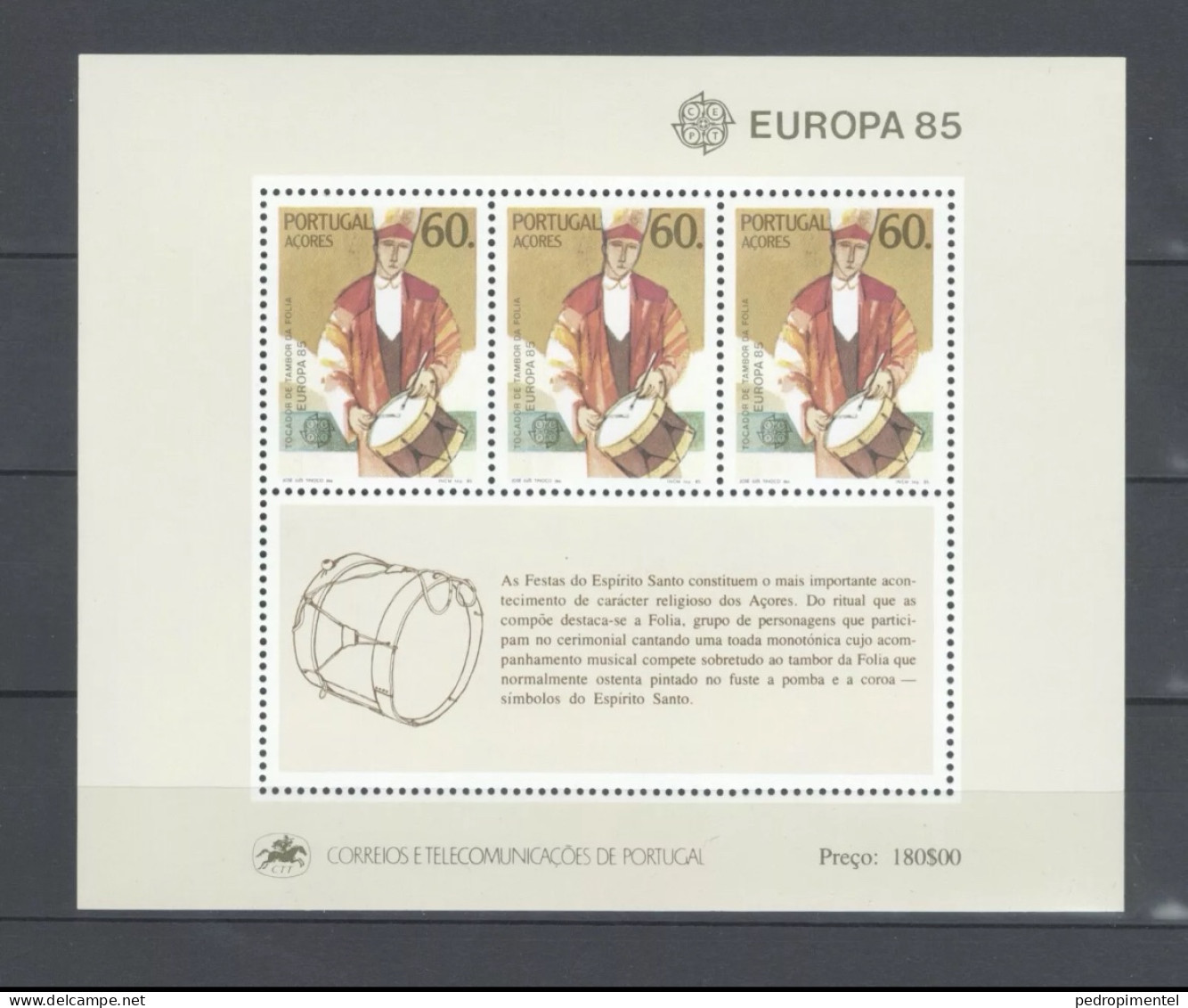 Portugal Azores Madeira 1985 "Europa CEPT Musical Instruments" Condition MNH OG Mundifil #1698-1700 (3 Minisheets) - Unused Stamps