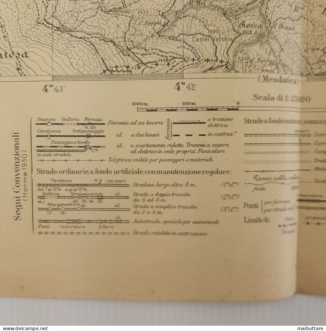 Carta Geografica, Cartina Mappa Militare Viozene F91 Della Carta D'Italia Viozene Alpi Liguri - Landkarten