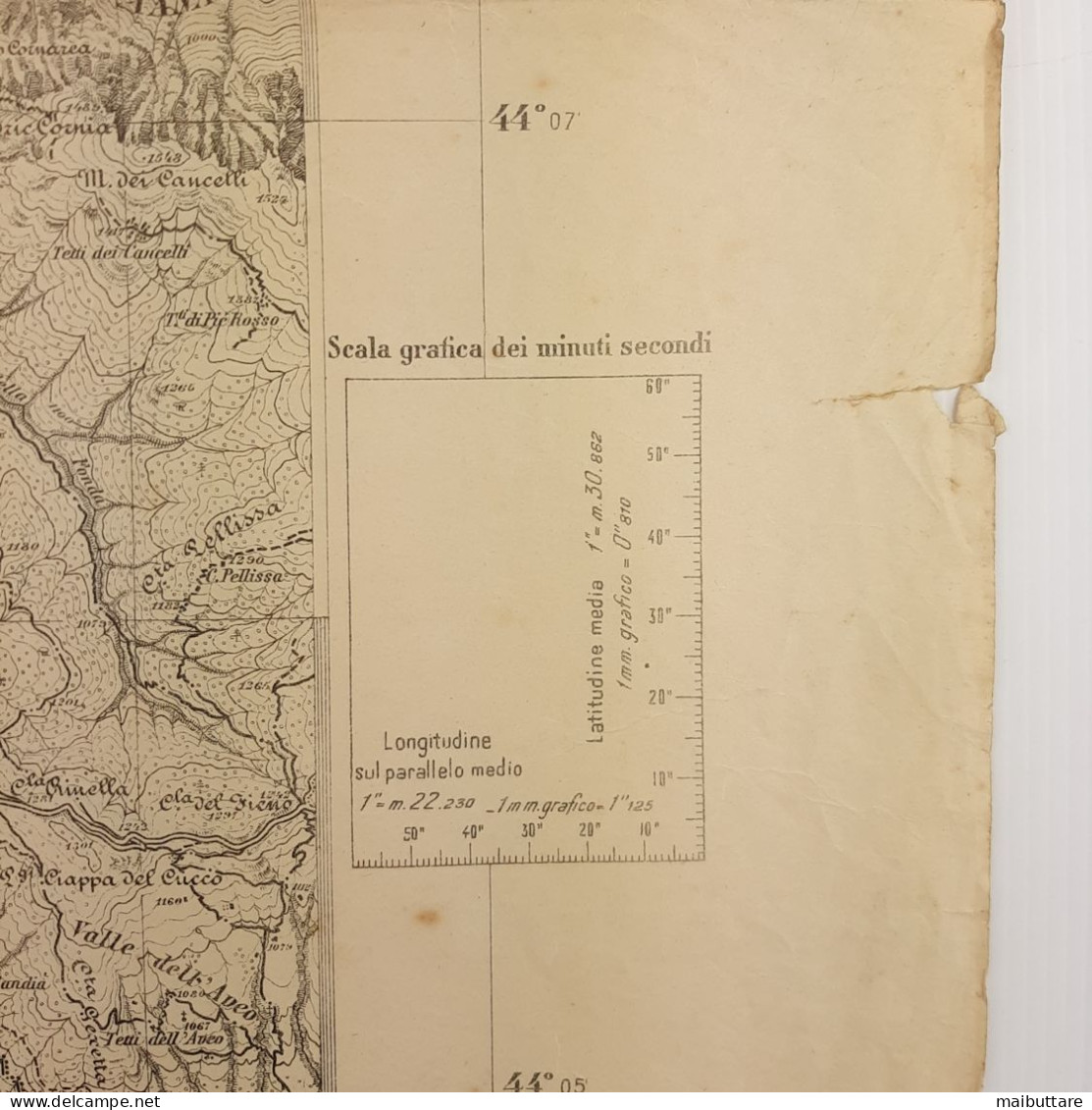 Carta Geografica, Cartina Mappa Militare Viozene F91 Della Carta D'Italia Viozene Alpi Liguri - Cartes Géographiques