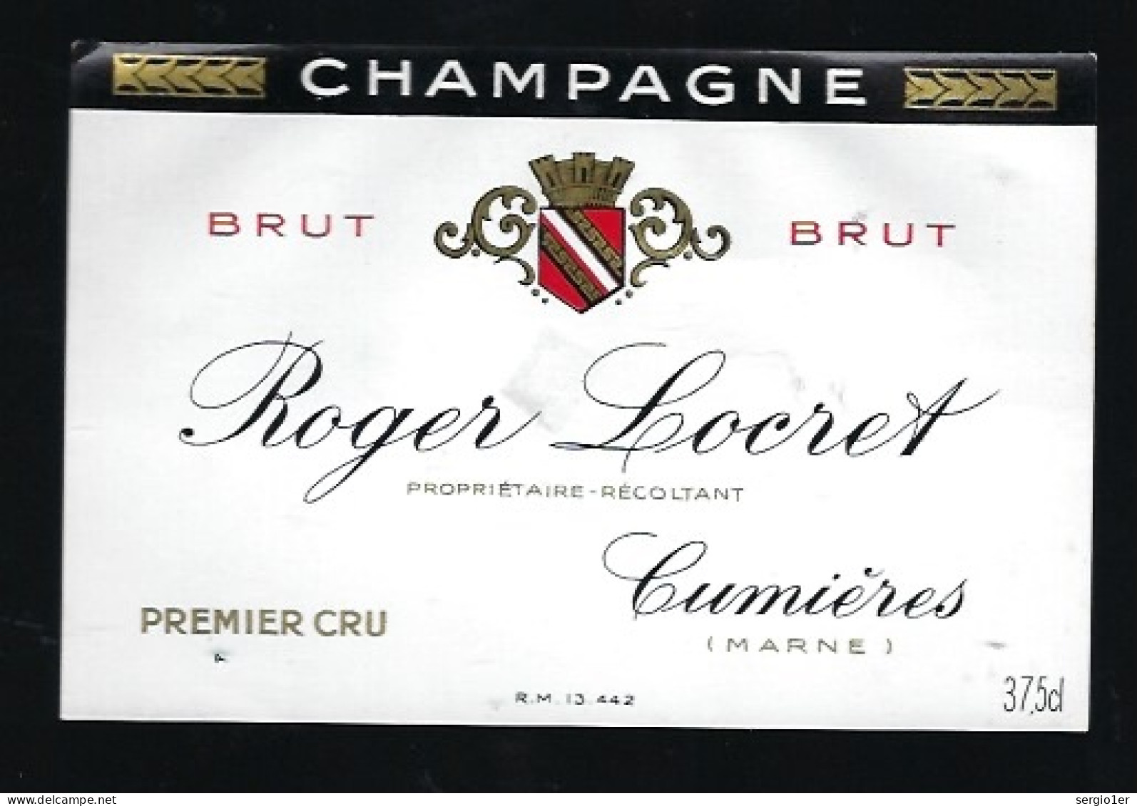 Etiquette Champagne Brut 1er Cru Roger Locret Cumieres  Marne 51 - Champagner