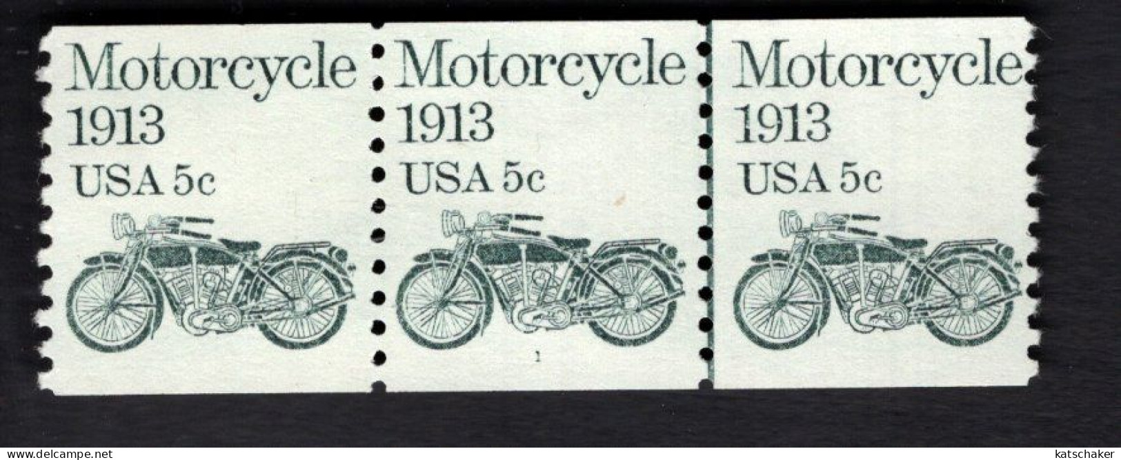 2024582396 1983 SCOTT1899 (XX) POSTFRIS MINT NEVER HINGED - STRIP OF 3 MOTORCYCLE AND PLATE NUMBER 1 - Coils (Plate Numbers)