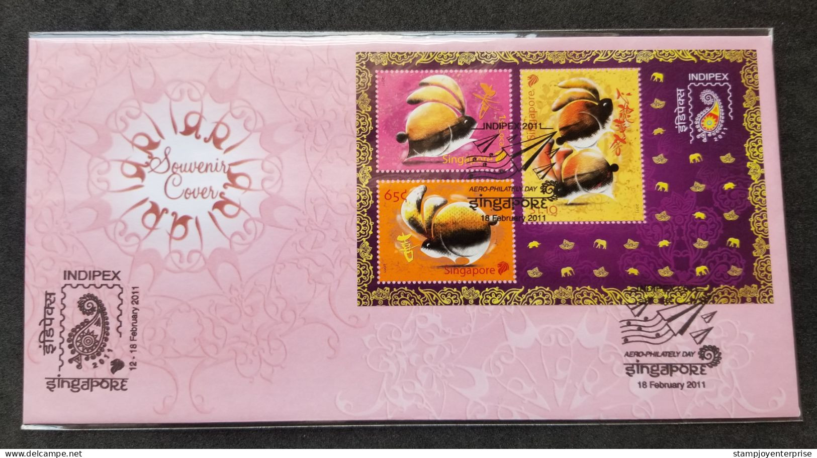 Singapore Year Of The Rabbit 2011 Lunar Chinese Zodiac FDC) *India INDIPEX O/P - Singapore (1959-...)