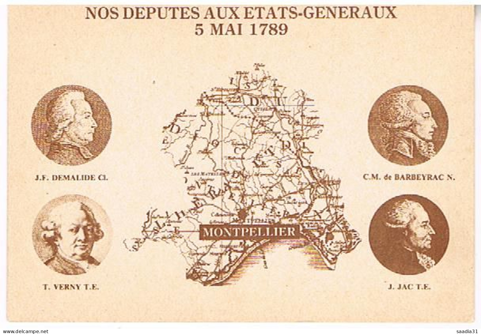 34   MONTPELLIER DEPUTES  AUX ETATS GENERAUX 5 MAI  1789 TIRAGE LIMITE  N° 607 - Montpellier