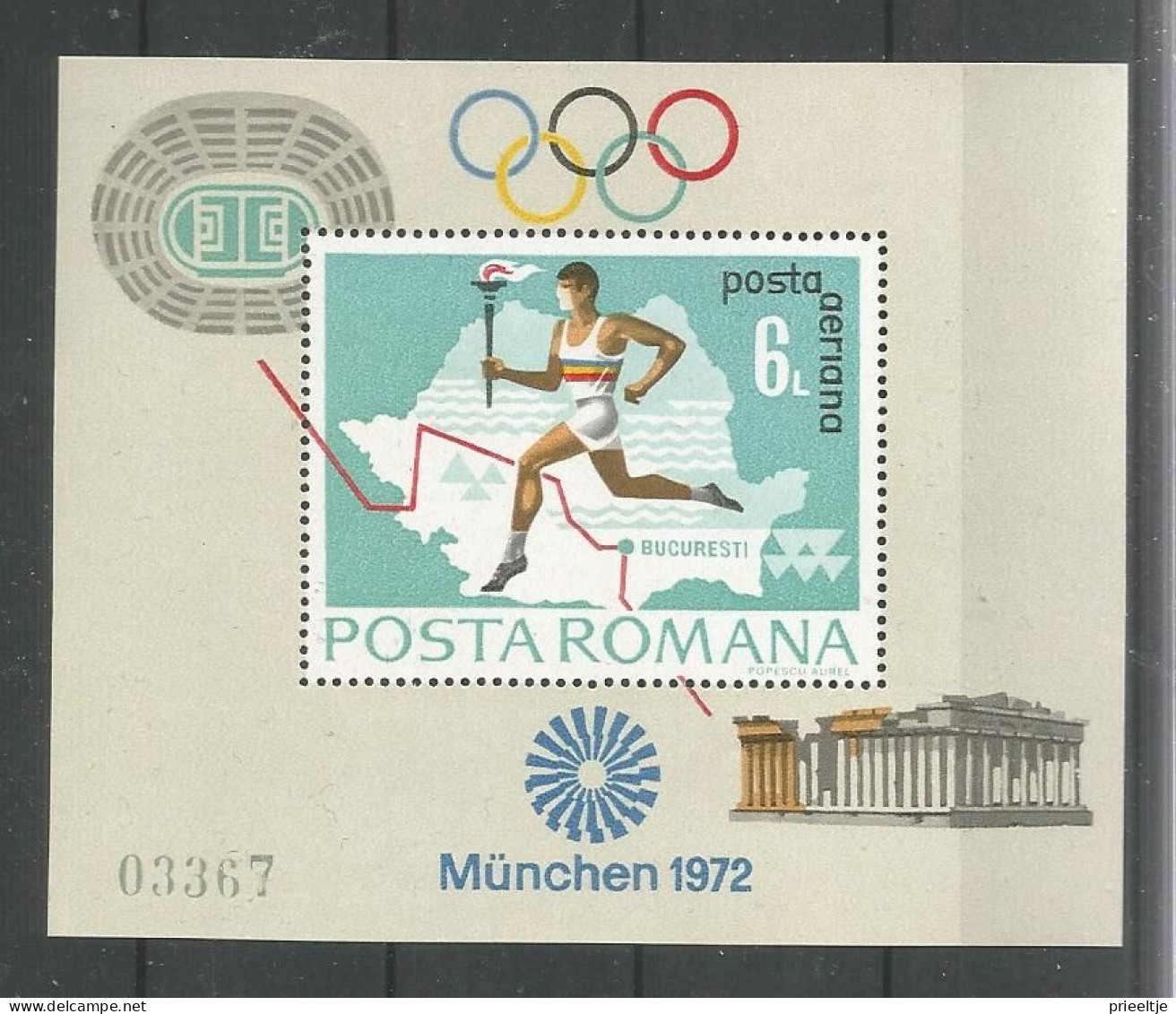 Romania 1972 Ol. Games Munich S/S Y.T. BF 94 ** - Hojas Bloque