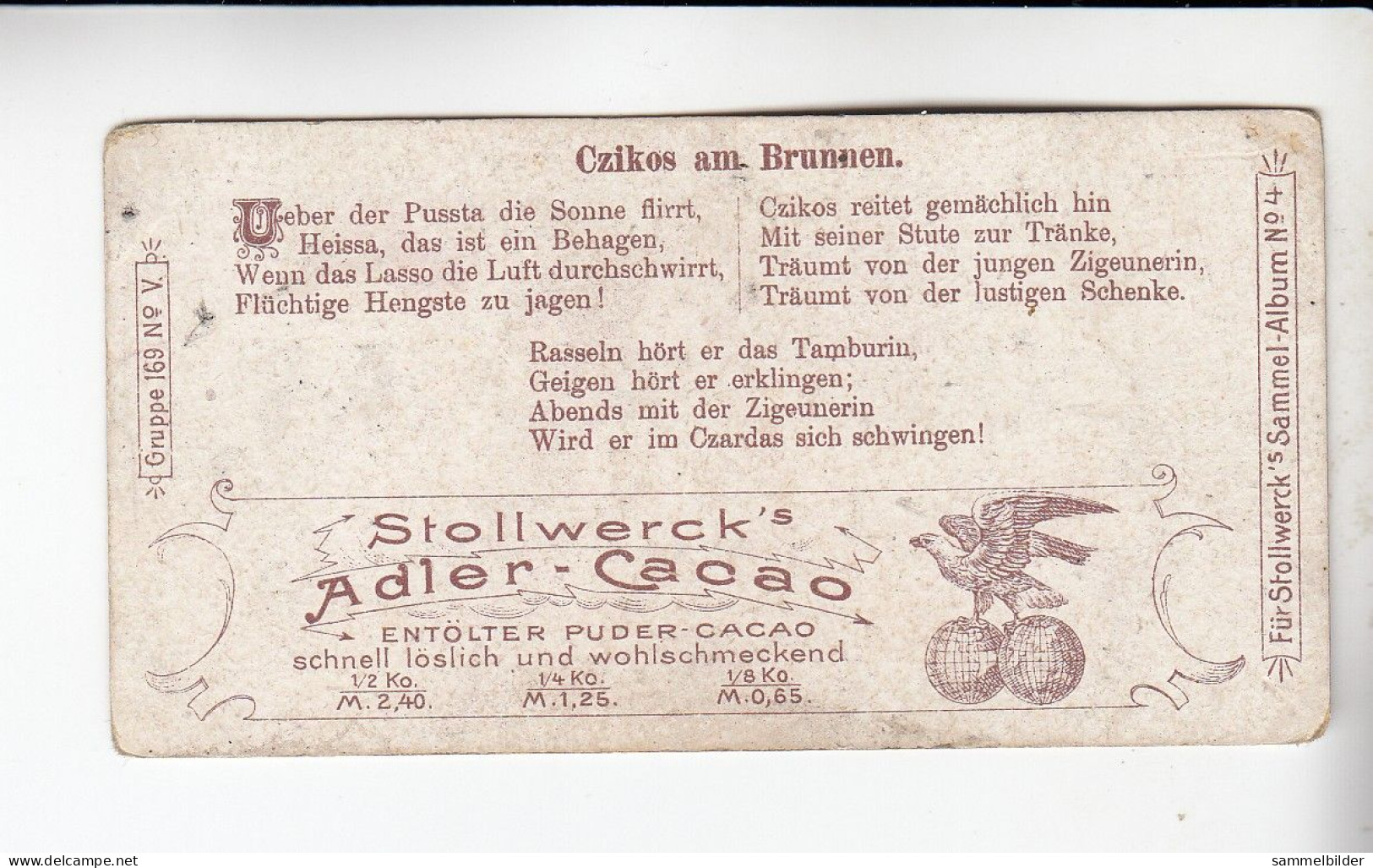 Stollwerck Album No 4 Mensch Und Pferd  Czikos Am Brunnen   Grp 169#5 Von 1900 - Stollwerck